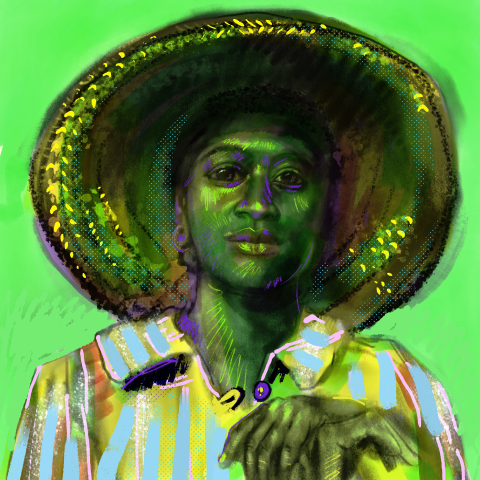 mixed media digital painting of a woman